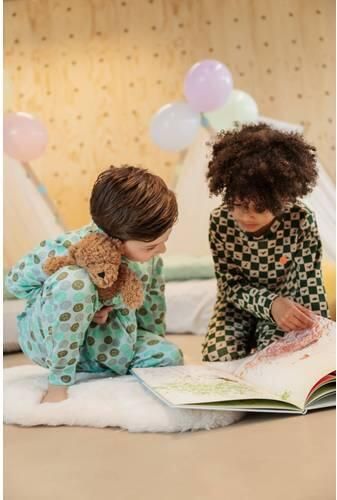 Stains&Stories geruite pyjama donkergroen beige Jongens Katoen Ronde hals - Foto 2