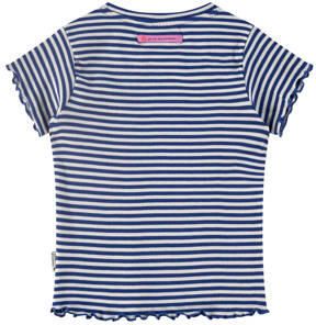 Stains&Stories gestreept T-shirt donkerblauw wit Meisjes Stretchkatoen Ronde hals 104