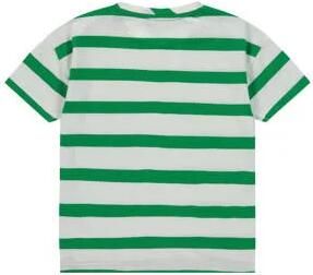 Stains&Stories gestreept T-shirt groen grijs Jongens Stretchkatoen Ronde hals 104