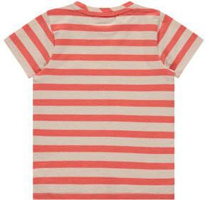 Stains&Stories gestreept T-shirt oranje grijs Jongens Biologisch katoen Ronde hals 110