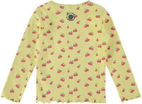 Stains&Stories longsleeve met fruitprint lichtgeel roze Meisjes Katoen Ronde hals 104