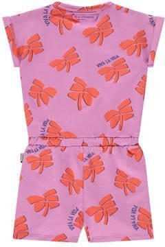 Stains&Stories playsuit met all over print paars oranje Meisjes Stretchkatoen Ronde hals 104