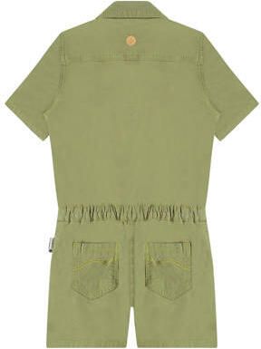 Stains&Stories playsuit olijfgroen Meisjes Stretchkatoen Klassieke kraag 134