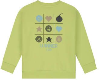 Stains&Stories rechtvallende sweater met backprint limegroen Jongens Katoen Ronde hals - Foto 2