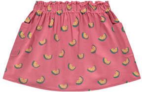 Stains&Stories rok met all over print donkerroze geel groen Meisjes Stretchkatoen 104