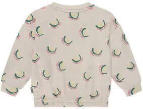 Stains&Stories sweater met all over print ecru groen geel Meisjes Katoen Ronde hals 104