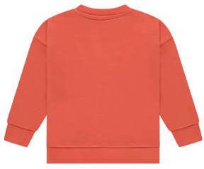 Stains&Stories sweater met printopdruk oranje Jongens Biologisch katoen Ronde hals 134