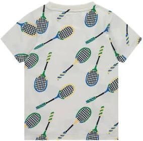 Stains&Stories T-shirt met all over print ecru groen Jongens Katoen Ronde hals 104