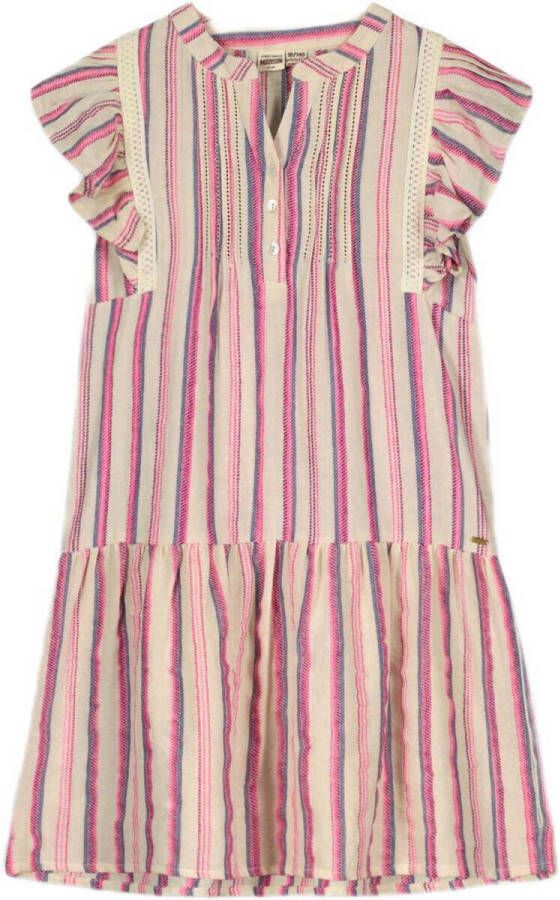 Street called Madison gestreepte A-lijn jurk JENA ecru Meisjes Katoen Ronde hals 176 - Foto 5