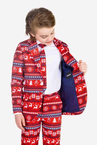 Suitmeister kostuum Nordic Pixel Red met all over print rood multicolor Jongens Polyester Reverskraag 158 176 - Foto 2