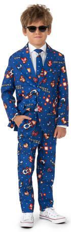 Suitmeister kostuum Retro Gamer blauw Jongens Polyester Reverskraag All over print 122 140 - Foto 1