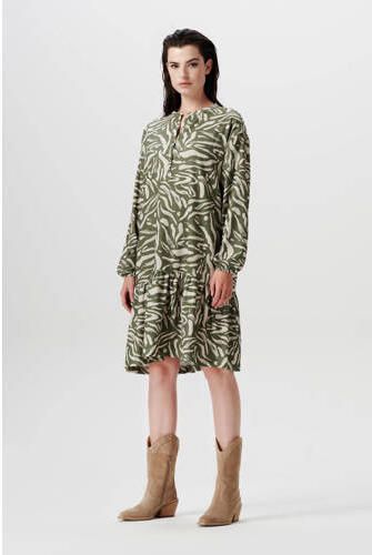Supermom zwangerschaps- en voedingsjurk Edina met all over print groen Dames Polyester Ronde hals XS - Foto 3
