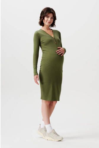 Supermom zwangerschaps- en voedingsjurk Eufaula groen Dames Polyester V-hals XXL - Foto 2