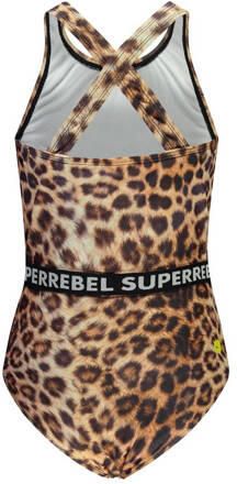 SuperRebel badpak Pisa bruin Meisjes Gerecycled polyester Panterprint 128