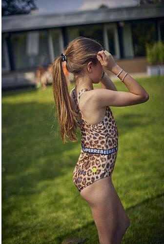 SuperRebel badpak Pisa bruin Meisjes Gerecycled polyester Panterprint 128 - Foto 2