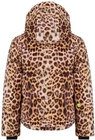 SuperRebel ski-jas met dierenprint zand zwart bruin Skijack Meisjes Polyester Capuchon