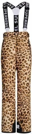 SuperRebel skibroek met dierenprint zand zwart bruin Meisjes Polyester