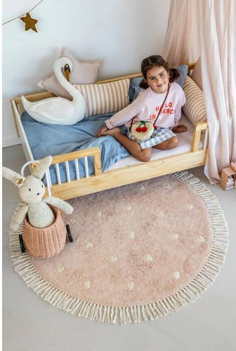 Tapis Petit kindervloerkleed Fleur (Ø120 cm) Roze Stip