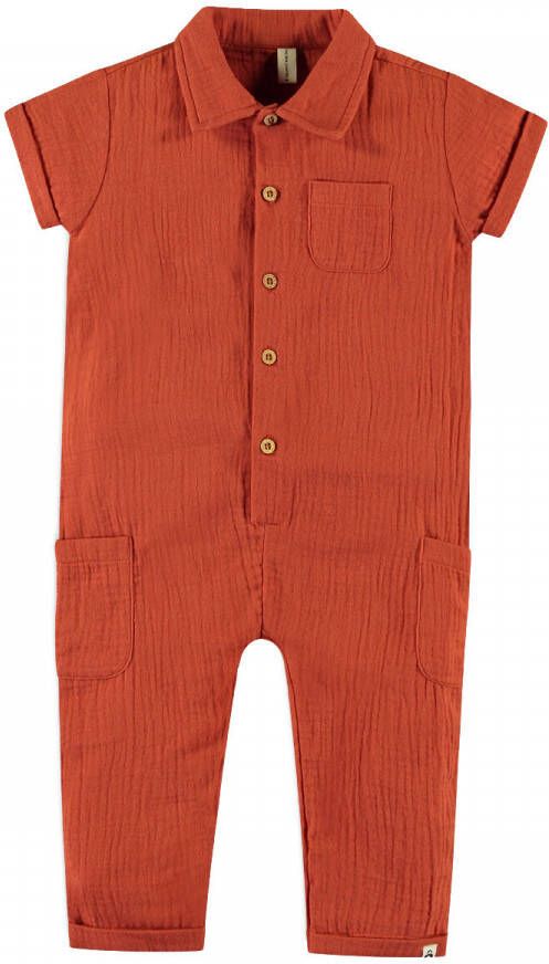 The New Chapter jumpsuit van katoen terra Oranje Effen 104