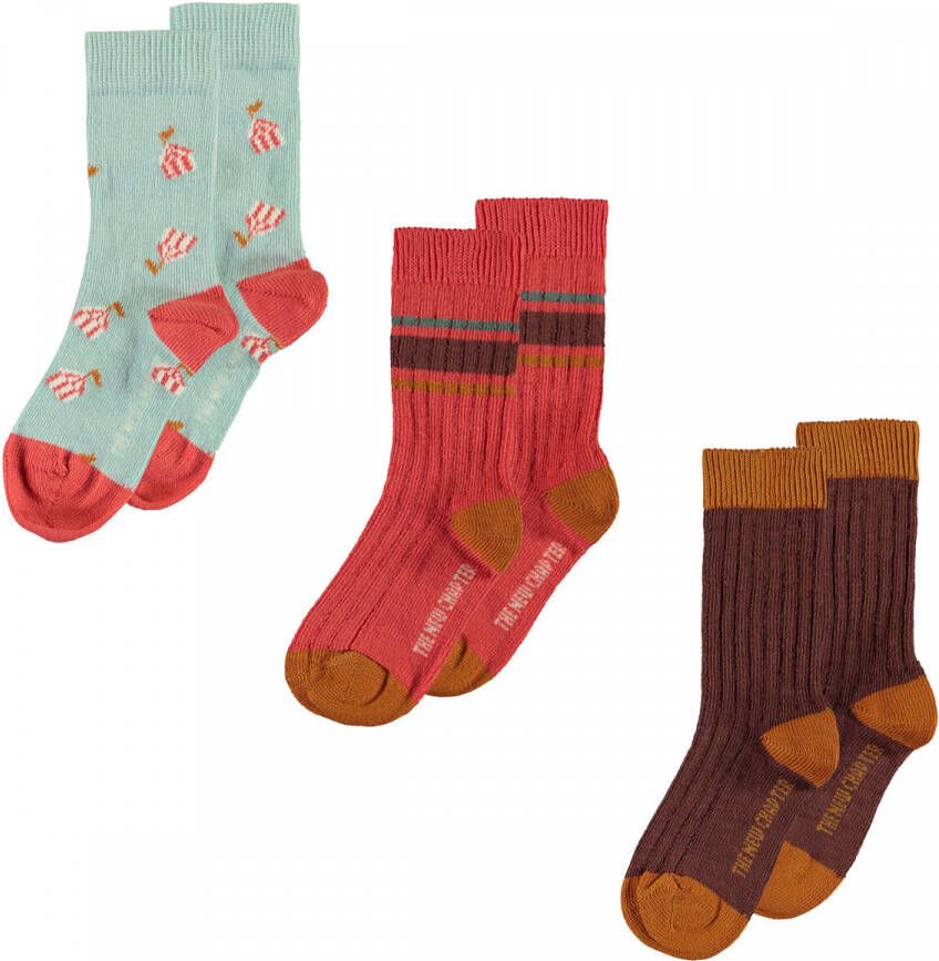 The New Chapter sokken met print set van 3 multi Groen Katoen 6-12M