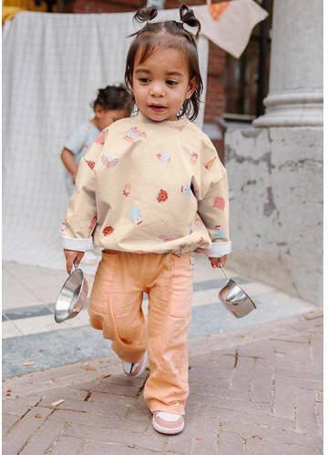 The New Chapter baby high waist straight fit broek Jeanne zalmroze Meisjes Katoen 110