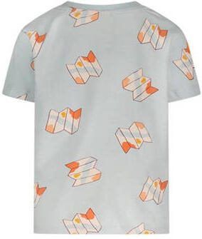 The New Chapter baby T-shirt Ezra met all over print lichtblauw oranje Katoen Ronde hals 110 - Foto 3