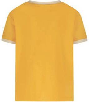 The New Chapter baby T-shirt Lennon okergeel wit Biologisch katoen Ronde hals 110 - Foto 2