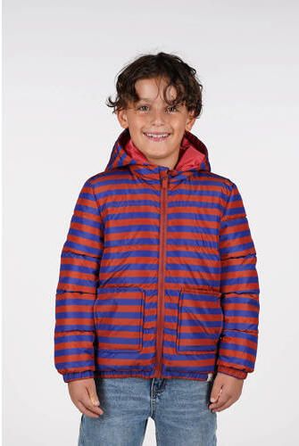 The New Chapter gewatteerde jas blauw bruin Polyester Capuchon maat 98-104