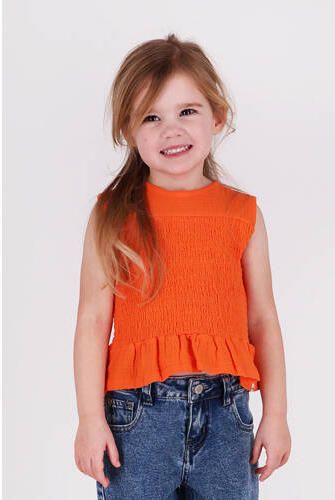 The New Chapter mouwloze top oranje Meisjes Katoen Ronde hals Effen maat 74-80