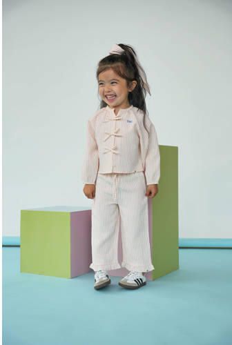 The New Chapter straight gestreepte casual broek roze Meisjes Stretchkatoen maat 122-128 - Foto 2