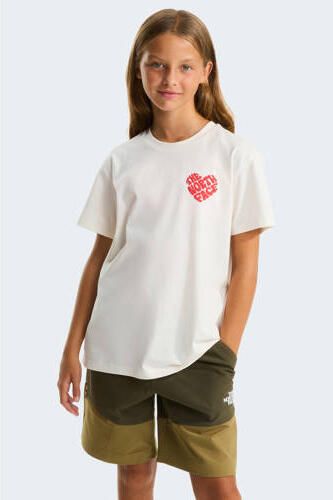 The North Face T-shirt Brand Proud wit Meisjes Katoen Ronde hals Printopdruk