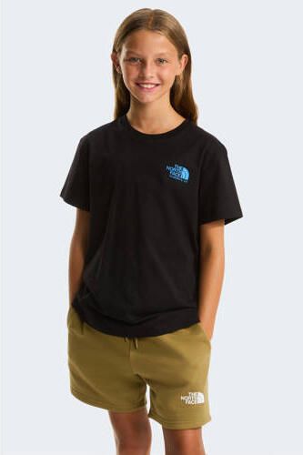 The North Face T-shirt Flora zwart Meisjes Katoen Ronde hals Backprint