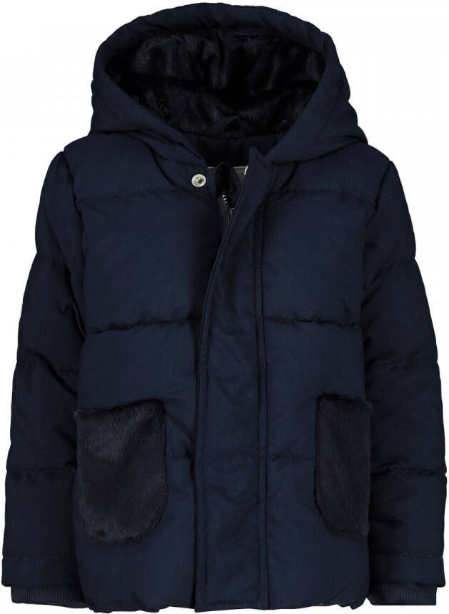 Tom Tailor baby gewatteerde winterjas donkerblauw Jongens Polyester Capuchon 80