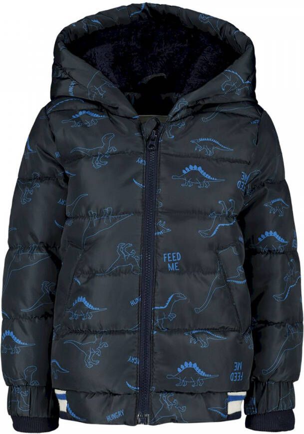 Tom Tailor baby gewatteerde winterjas met all over print donkerblauw Jongens Polyester Capuchon 62