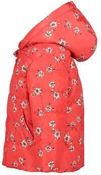 Tom Tailor baby gebloemde gewatteerde winterjas koraaloranje wit zwart Meisjes Polyester Capuchon 86 - Foto 3