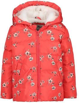 Tom Tailor baby gebloemde gewatteerde winterjas koraaloranje wit zwart Meisjes Polyester Capuchon 86 - Foto 2