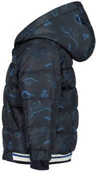 Tom Tailor baby gewatteerde winterjas met all over print donkerblauw Jongens Polyester Capuchon 80 - Foto 1