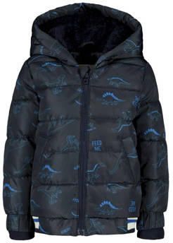 Tom Tailor baby gewatteerde winterjas met all over print donkerblauw Jongens Polyester Capuchon 80