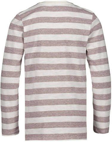 Tom Tailor gestreepte longsleeve offwhite Wit Jongens Katoen Ronde hals 164