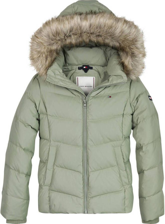 Tommy Hilfiger Kids Donsjack met kraag van imitatiebont model 'ESSENTIAL DOWN JACKET'