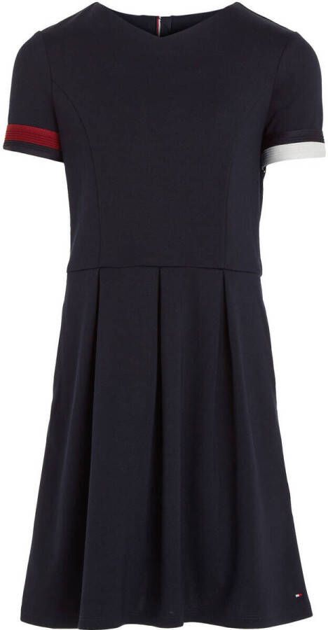 Tommy Hilfiger A-lijn jurk GLOBAL STRIPE donkerblauw Meisjes Polyester Ronde hals 116