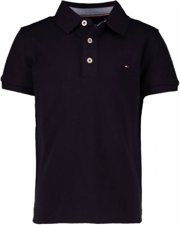 Tommy Hilfiger piqué polo donkerblauw Jongens Stretchkatoen Polokraag Effen 104 - Foto 4