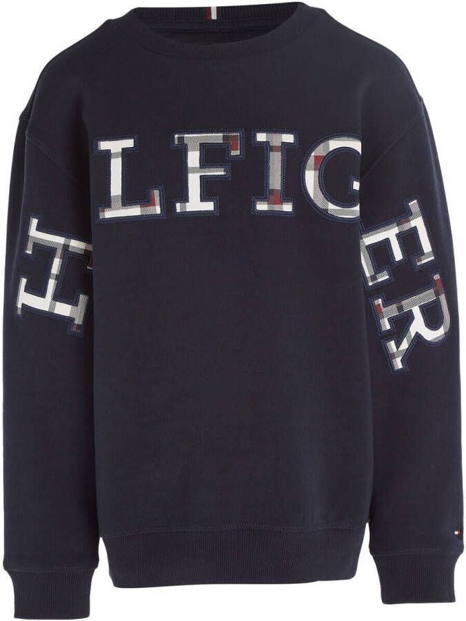 Tommy Hilfiger sweater BOLD MONOTYPE met logo donkerblauw Logo 140