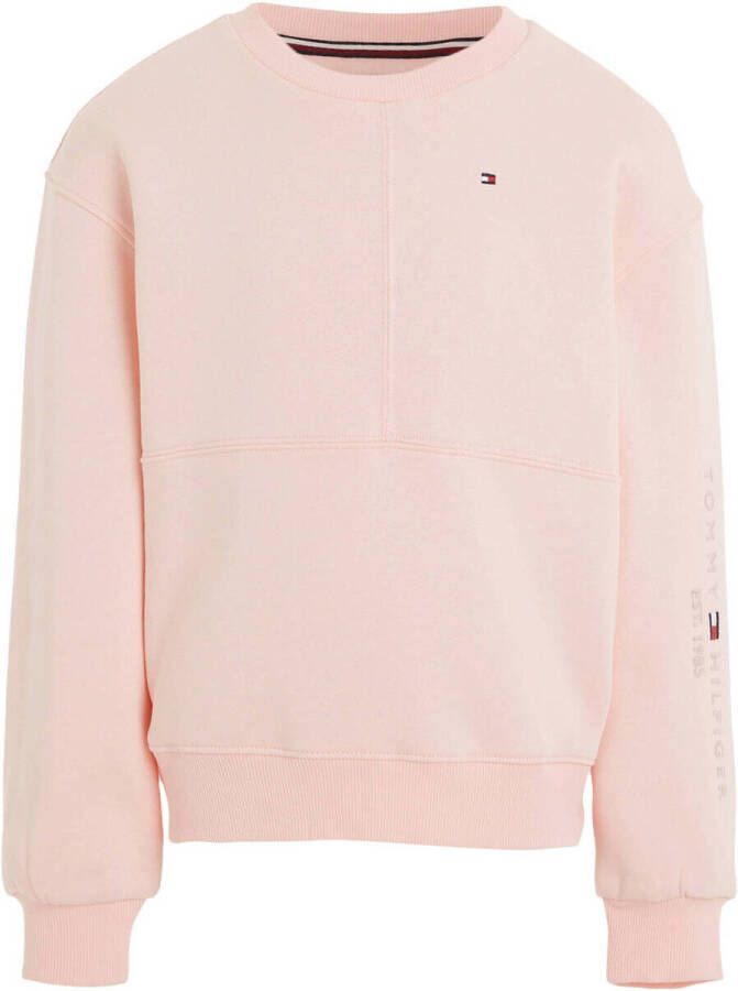 Tommy Hilfiger sweater ESSENTIAL CNK lichtroze Effen 164