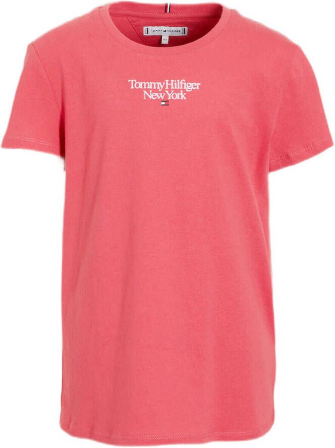Tommy Hilfiger T-shirt van biologisch katoen rood Meisjes Katoen (biologisch) Ronde hals 164