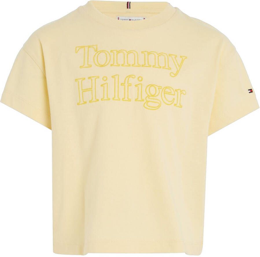 Tommy Hilfiger T-shirt met logo geel Meisjes Katoen Ronde hals Logo 116