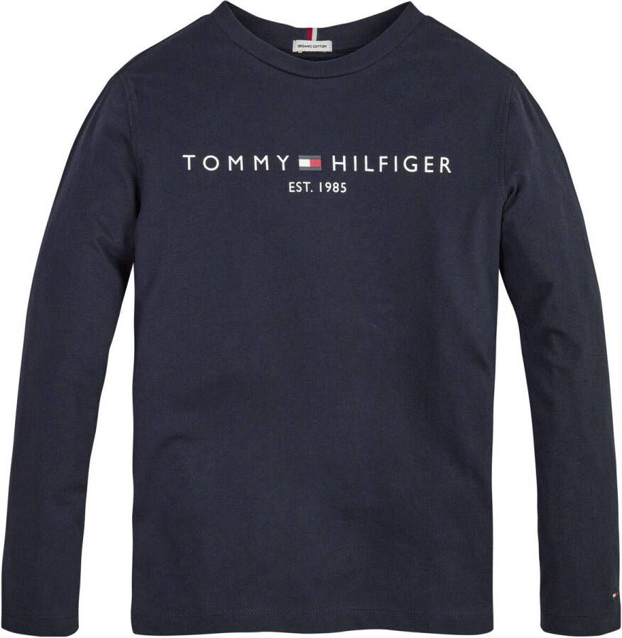 Tommy Hilfiger longsleeve met logo donkerblauw Katoen Ronde hals 152 - Foto 4