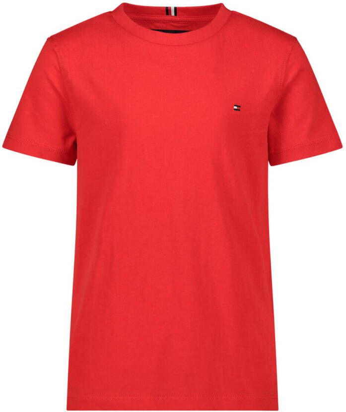 Tommy Hilfiger T-shirt rood Jongens Katoen Ronde hals Effen 176