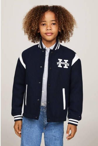 Tommy Hilfiger baseball jacket donkerblauw wit Jas Jongens Polyester Ronde hals 152 - Foto 4