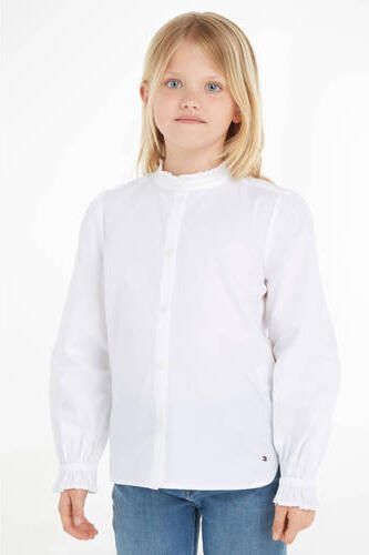 Tommy Hilfiger blouse RUFFLE wit Meisjes Katoen Button down Effen 140 - Foto 3